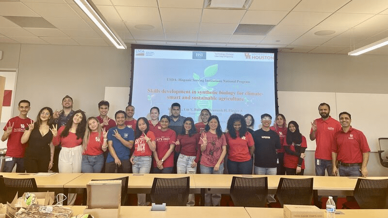 University campus with students